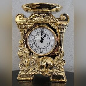 Bath & Body Works Gold Floral Skull Clock